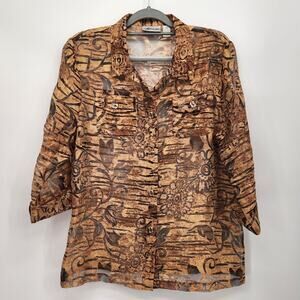 VTG. Cali & York Semi Sheer Mesh Animal Print Festival‎ Mob Wife Women's XL